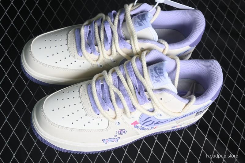 Nike Air Force 1 Low Kuromi Casual Sneakers with Lace-Up Design - BD7701-220