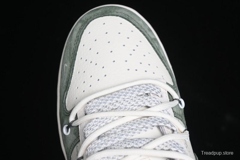 Nike SB Dunk Low Stussy Collaboration - Patina Green Lace-Up Anniversary Custom Low-Top Casual Skate Shoes - XS1186-105