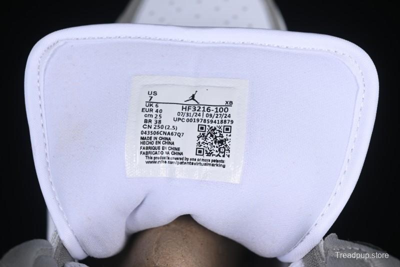 Nike Air Jordan 1 Mid AJ1 High-Top Basketball Shoes in White Grey Patent Leather - HF3216-100