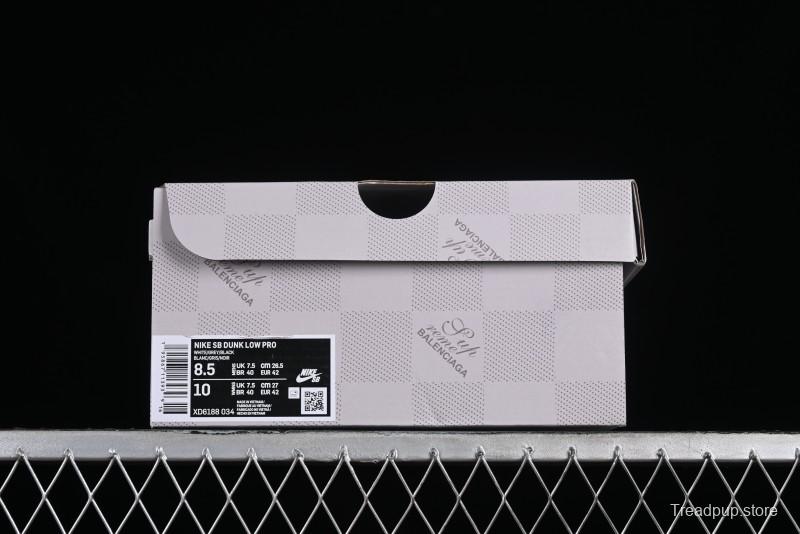 Supreme x Nike Dunk Low SB Casual Skate Shoes with Zoom Air Cushion - XD6188-034