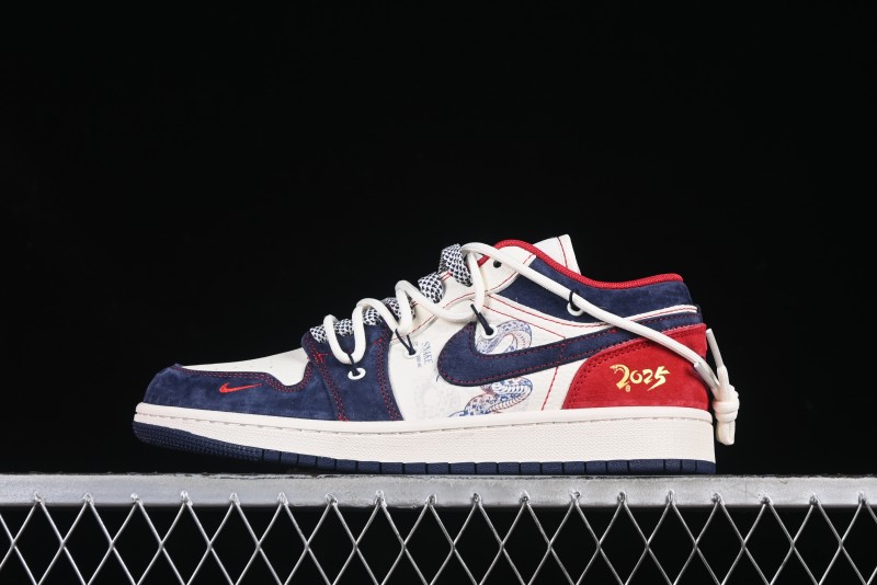 Nike Air Jordan 1 Low OG SP AJ1 Year of the Snake Limited Edition Red Blue Drawstring Low-Top Casual Sneakers - SJ9950-051
