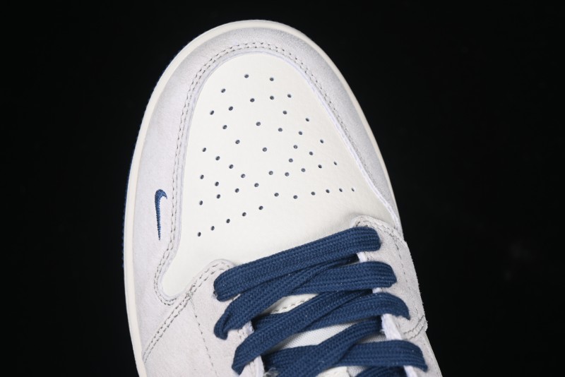 Nike Air Jordan 1 Low AJ1 The North Face Collaboration - Grey Pigskin Blue Sole Retro Basketball Shoes DM9188-011