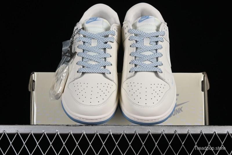 Nike SB Dunk Low LV Collaboration - Double Swoosh Beige Blue Anniversary High-End Custom Low-Top Casual Skate Shoes - XX2025-308
