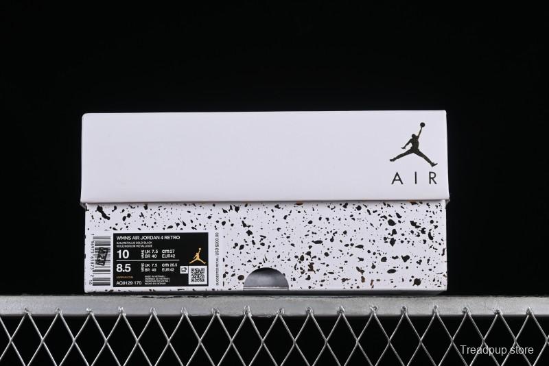 Nike Air Jordan 4 Retro Sneakers with Metallic Gold Design - AQ9129-170