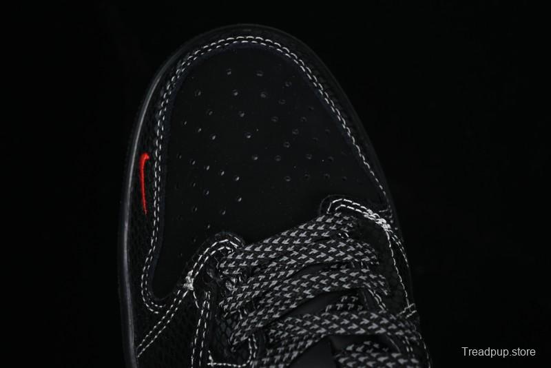 Nike Travis Scott x Fragment Design x Air Jordan 1 Low OG SP AJ1 Year of the Snake Limited Black Snake Web Low Top Casual Sneakers - CH6336-018