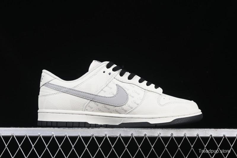 Nike SB Dunk Low Stussy Collaboration Barcode Embroidery Grey Hook Anniversary Custom Low-Top Casual Skate Shoes - DJ2024-054