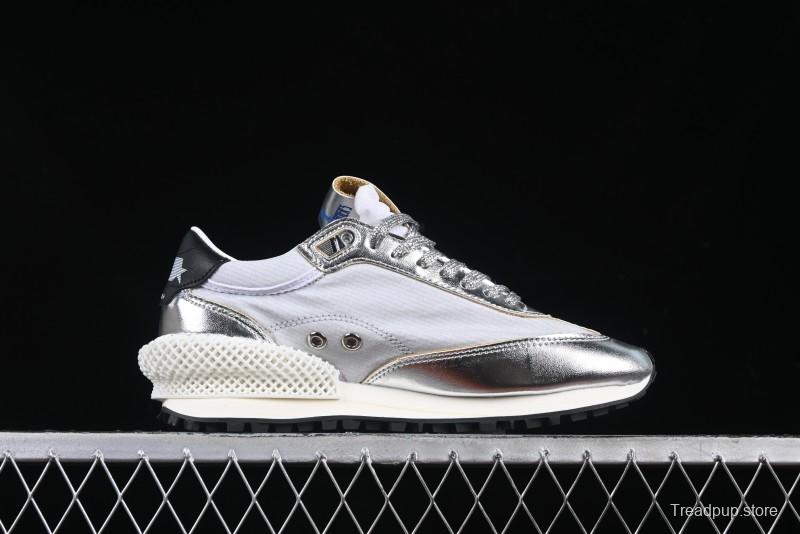 Golden Goose Marathon Silver Comfortable Low-Top Lifestyle Sneakers - X.E5