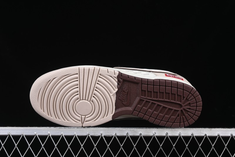 Nike SB Dunk Low Supreme Collaboration Bullet Screen White Check Anniversary High-End Custom Low-Top Casual Skate Shoes - DJ2024-091
