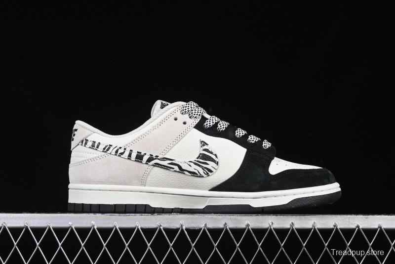 Nike SB Dunk Low Stussy Collaboration Zebra Black White Swoosh Anniversary Custom Low-Top Casual Skate Shoes - DJ2024-060