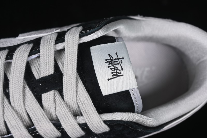 Nike SB Dunk Low Stussy Collaboration - Black Grey Pig Leather Anniversary Custom Edition Low-Top Casual Sneakers - XX3168-008