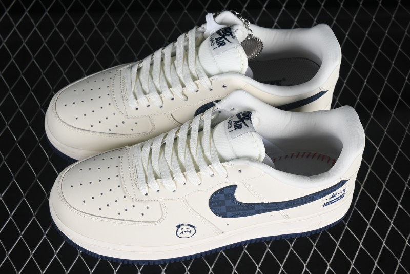 Nike Air Force 1 '07 Low Stussy Supreme Collaboration Checkerboard Beige Low-Top Casual Sneakers - DF0188-037