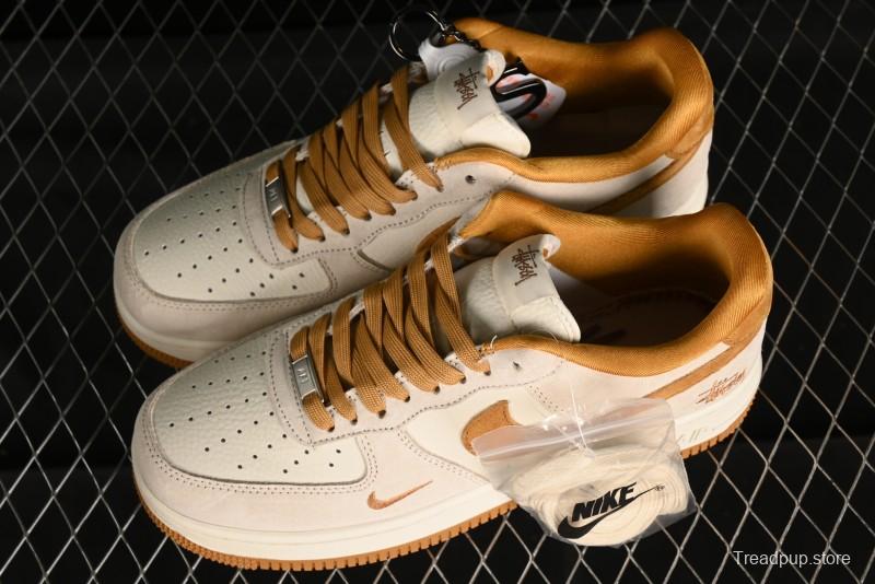 Nike Air Force 1 '07 Low Stussy Collaboration - Wheat Pig Leather Low-Top Casual Sneakers - HD1968-020
