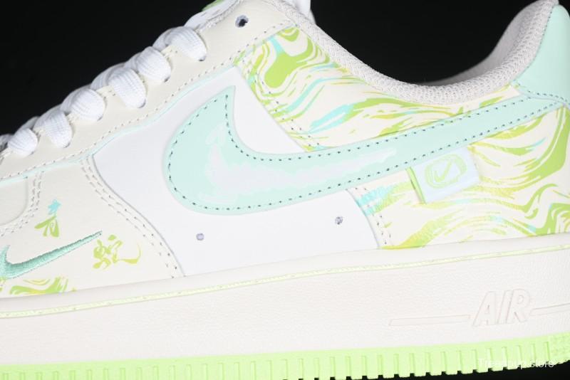 Nike Air Force 1 '07 Low "Green Snake" Year of the Snake Limited Edition Casual Sneakers with Bamboo and Serpent Design - FB1893-555