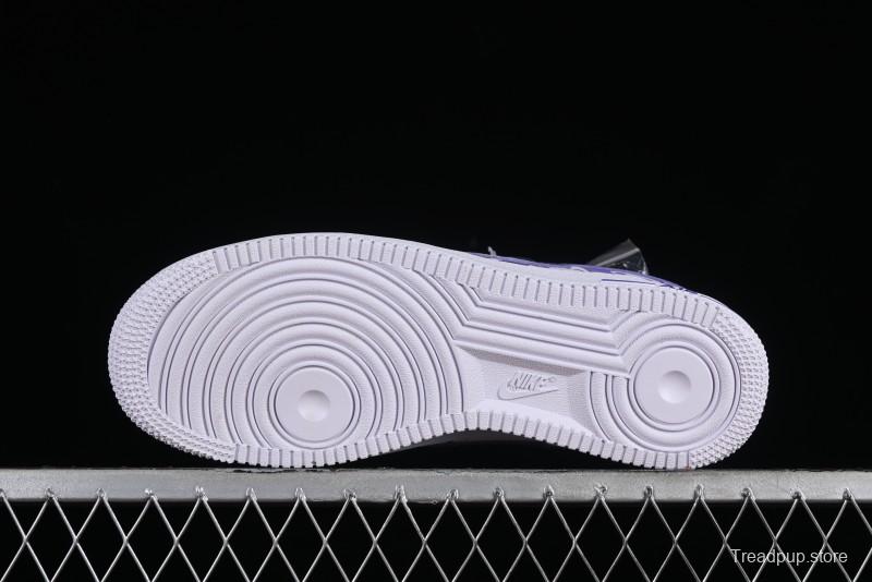 Nike Air Force 1 Low Witch Collaboration Custom Leather Sneakers with Gradient White-Purple and Skull Design - CW2288-111