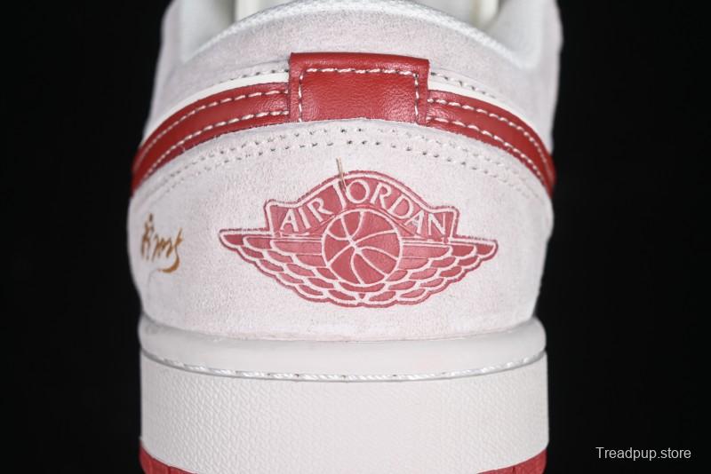 Nike Air Jordan 1 Low Retro Basketball Shoes Snake Year Limited Edition with Red Swoosh - XX3318-513