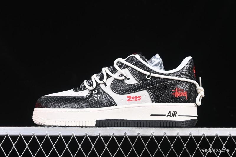 Nike Air Force 1 '07 Low Stussy Year of the Snake Limited Edition Black Snake Print Drawstring Casual Sneakers - DM6688-013