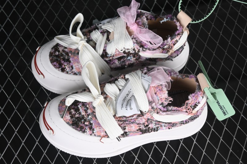 SMILEREPUBLIC SMILE Canvas Sneakers with Cut Wool Fringe and Unique Weaving - G.D4