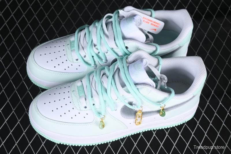 Nike Air Force 1 '07 Low Gold-Inlaid Jade Casual Sneakers with Strap - XV7981-476