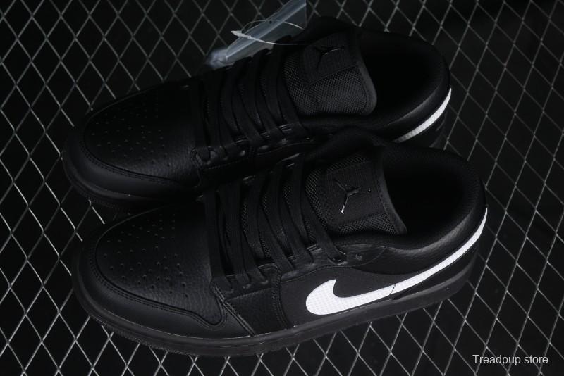 Nike Air Jordan 1 Low AJ1 Basketball Shoes in Black and White Canvas and Leather - HV5968-001