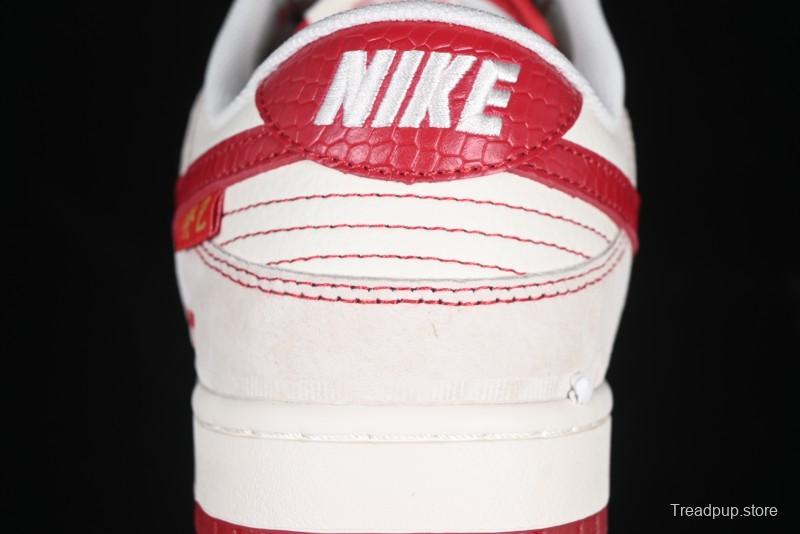 Nike SB Dunk Low Supreme Collaboration Year of the Snake Limited Edition Snake Pattern Red Swoosh Anniversary High-End Custom Low-Top Casual Skate Shoes - HH7518-029