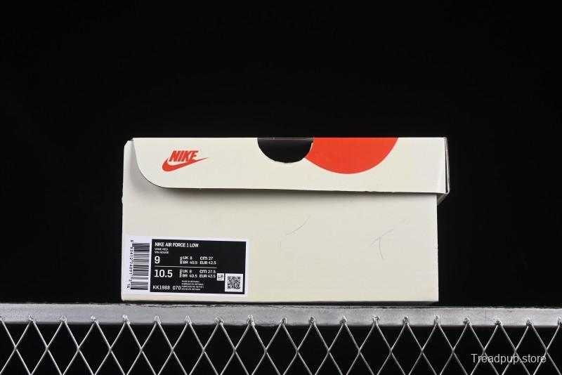 Nike Air Force 1'07 Low Supreme Collaboration Rice Wine Red Casual Sneakers - KK1988-070