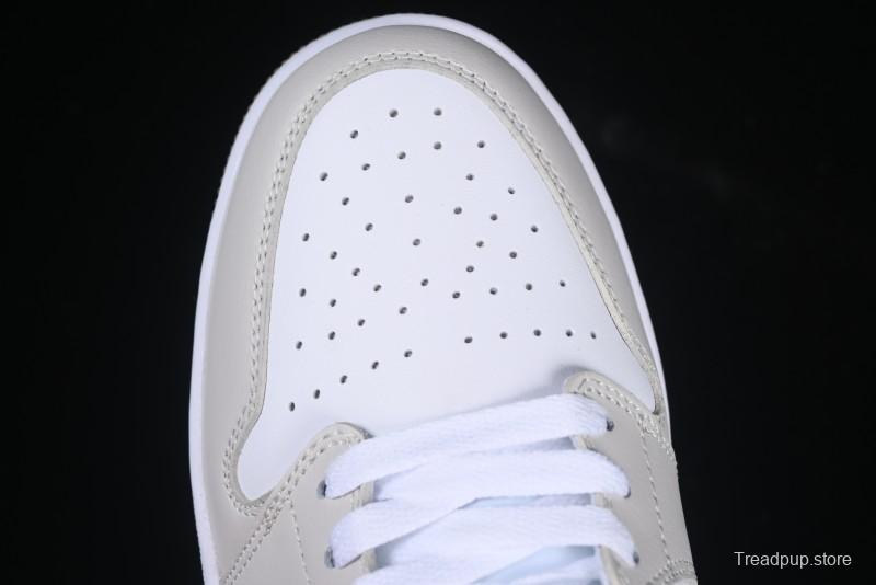 Nike Air Jordan 1 Low AJ1 Casual Sneakers with Cream and Blue Accents - 553558-146