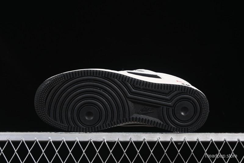 Nike Air Force 1 '07 Low Supreme Collaboration Beige Black Spliced Casual Sneakers with Strap - HH7518-056