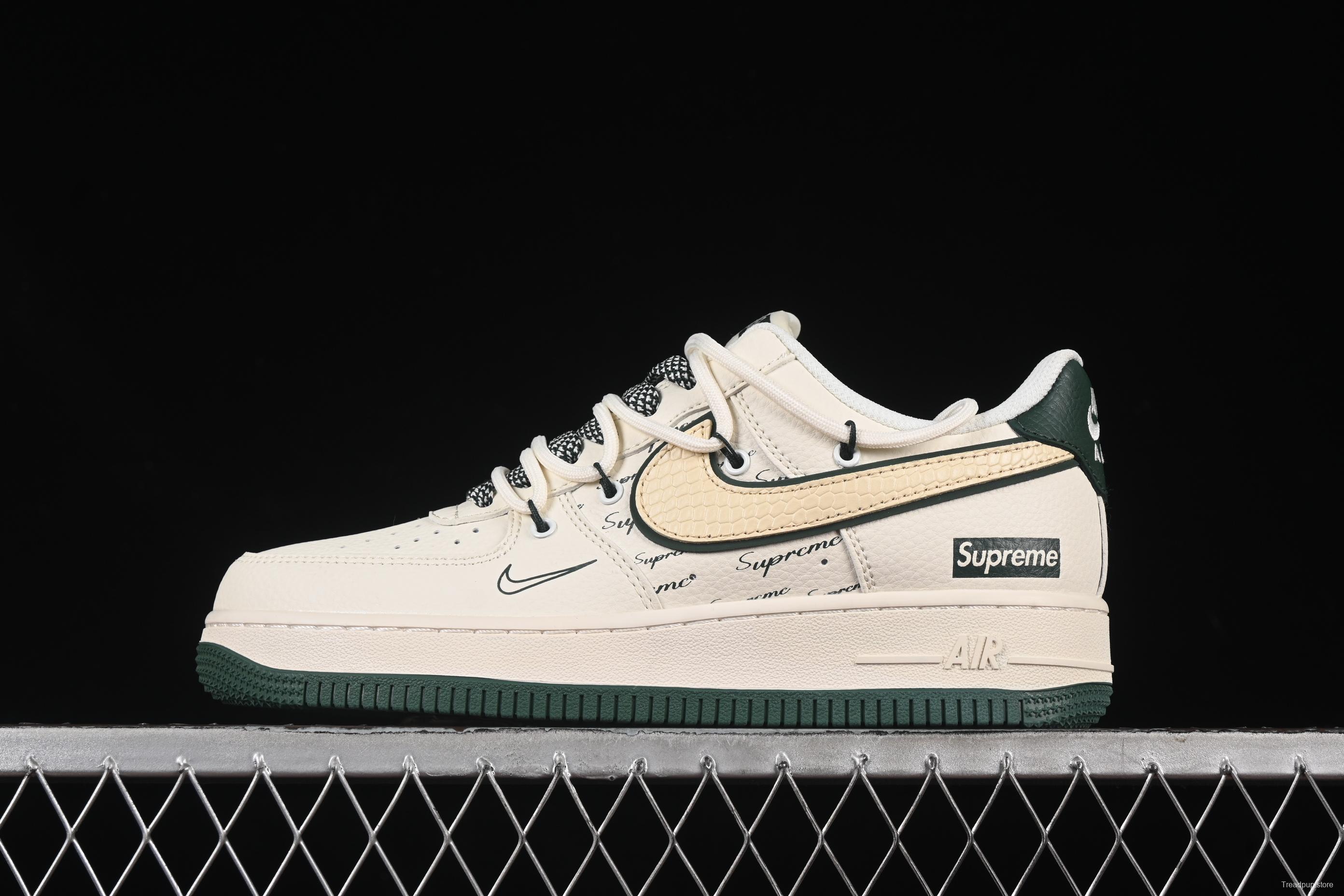 Nike Air Force 1 '07 Low Supreme Casual Sneakers with Custom Leather and Full-Length Air Cushion - DM6868-057