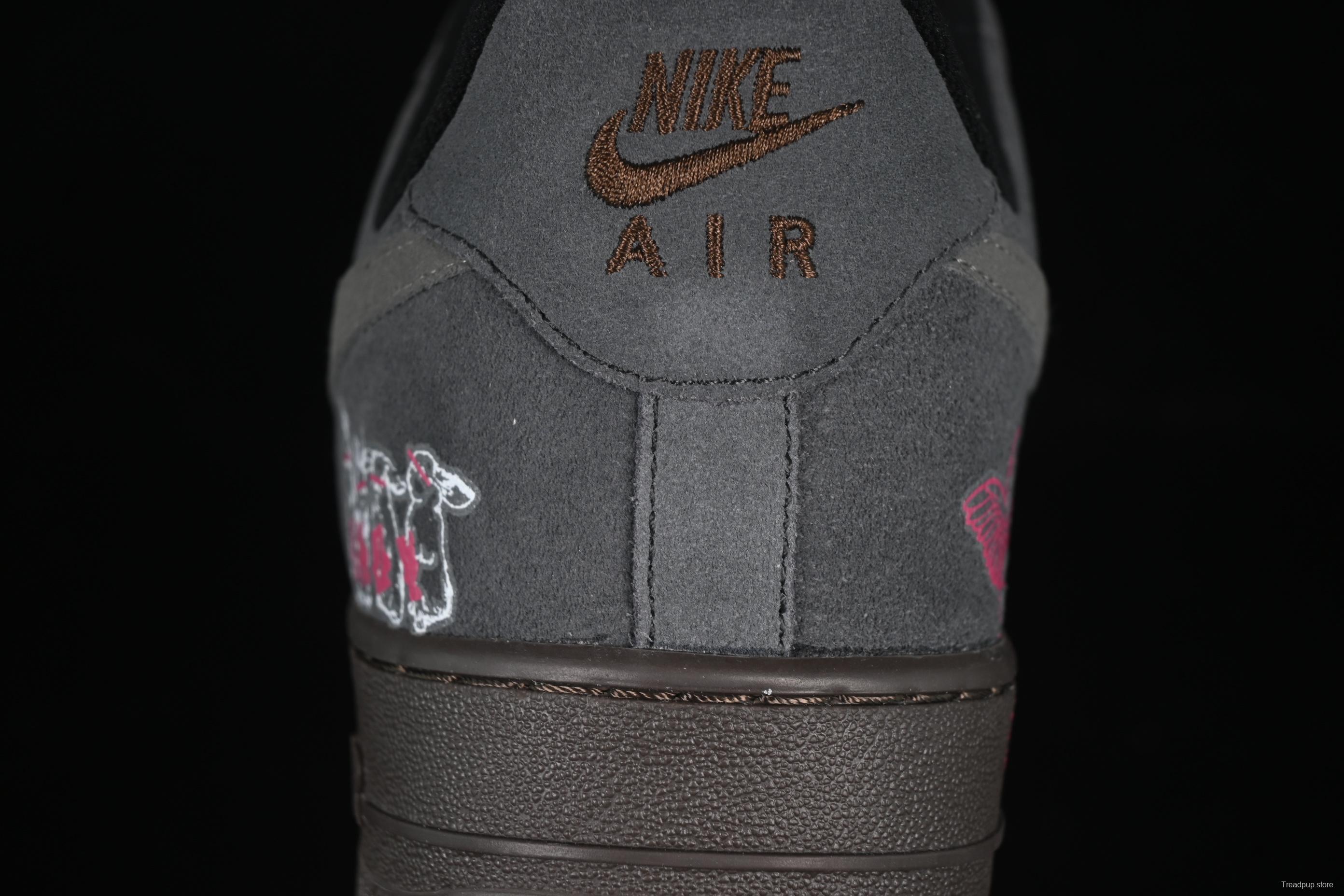 Nike Air Force 1'07 Low "Black Pink" Limited Edition Sneakers with Heart Design - DO6730-010