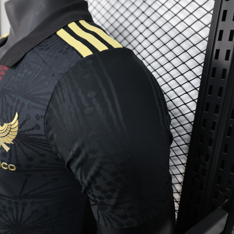Player Version 2025 Mexico Black with Traditional Pattern Design Jersey