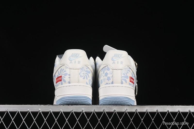 Nike Air Force 1'07 Low Supreme Co-branded Blue and White Casual Sneakers - XX3168-137