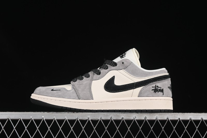 Nike Air Jordan 1 Low Stussy Collaboration Black Swoosh Starry Sky Custom Retro Basketball Shoes - XX3318-508