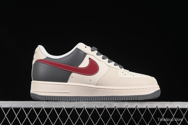 Nike Air Force 1 '07 Low Stussy Collaboration Render Red Swoosh Casual Sneakers - XS1958-573