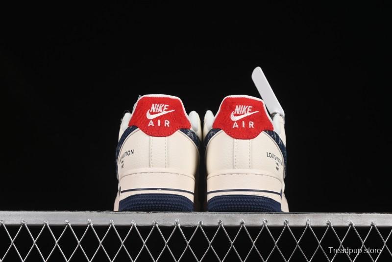 Nike Air Force 1'07 Low LV Collaboration Blue Denim Swoosh Casual Sneakers - XX3168-128