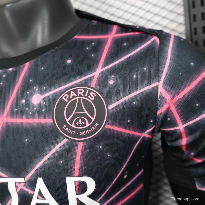 Player Version 25/26 Paris Saint-Germain PSG Black with Neon Geometric Network Jersey