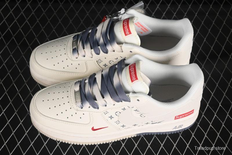 Nike Air Force 1 '07 Low Supreme Collaboration Dual-Tone Grey Print Casual Sneakers - HH7518-077