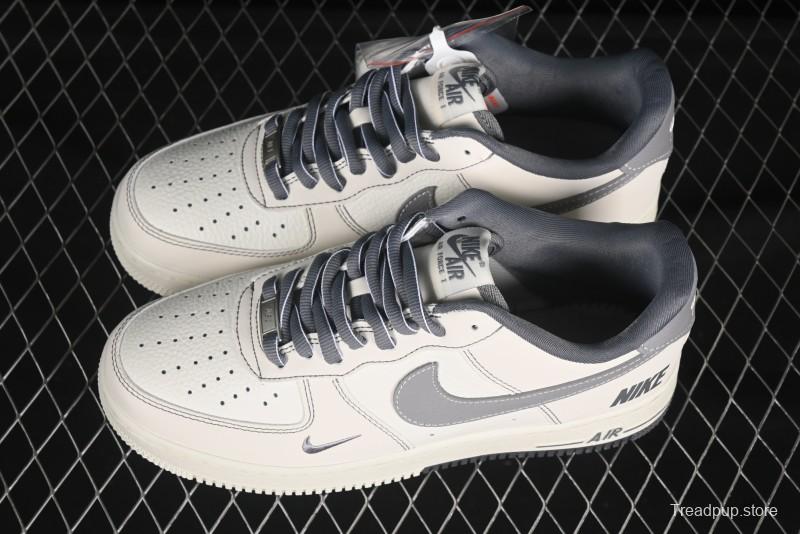 Nike Air Force 1 '07 Low Casual Sneakers in Cream Grey with Full-Length Air Cushion - SC9207-534