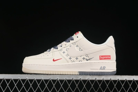 Nike Air Force 1 '07 Low Supreme Collaboration Dual-Tone Grey Print Casual Sneakers - HH7518-077