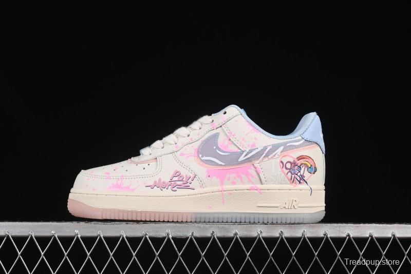 Nike Air Force 1'07 Low Pink and Blue Love Limited Edition Casual Sneakers - CW1574-058
