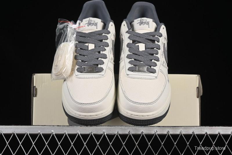 Nike Air Force 1'07 Low Stussy Collaboration Woven Fabric Low-Top Casual Sneakers - BZ6808-101