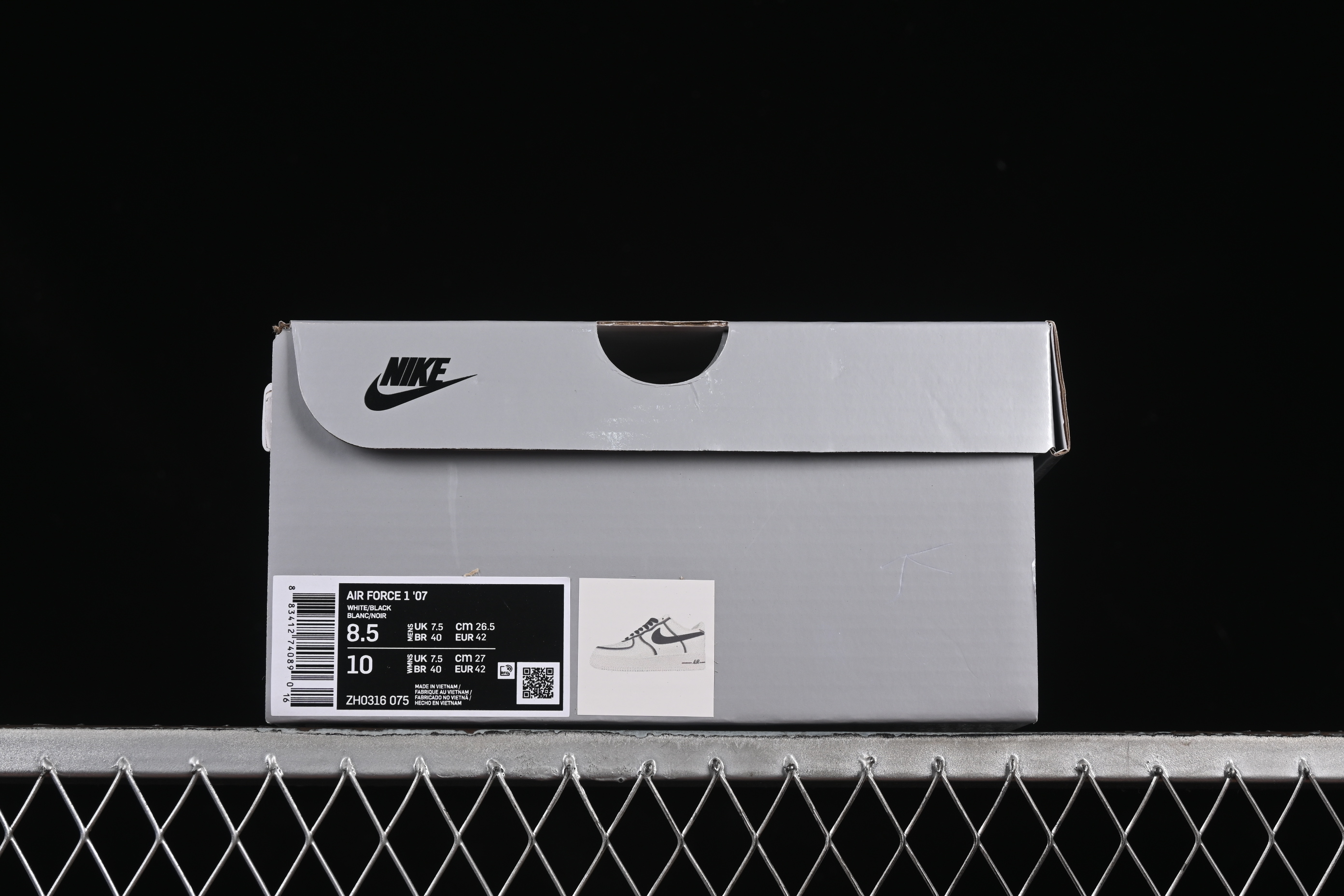 Nike Air Force 1'07 Low Casual Sneakers with Black Border, Green Swoosh & Gold Embroidery - ZH0316-075