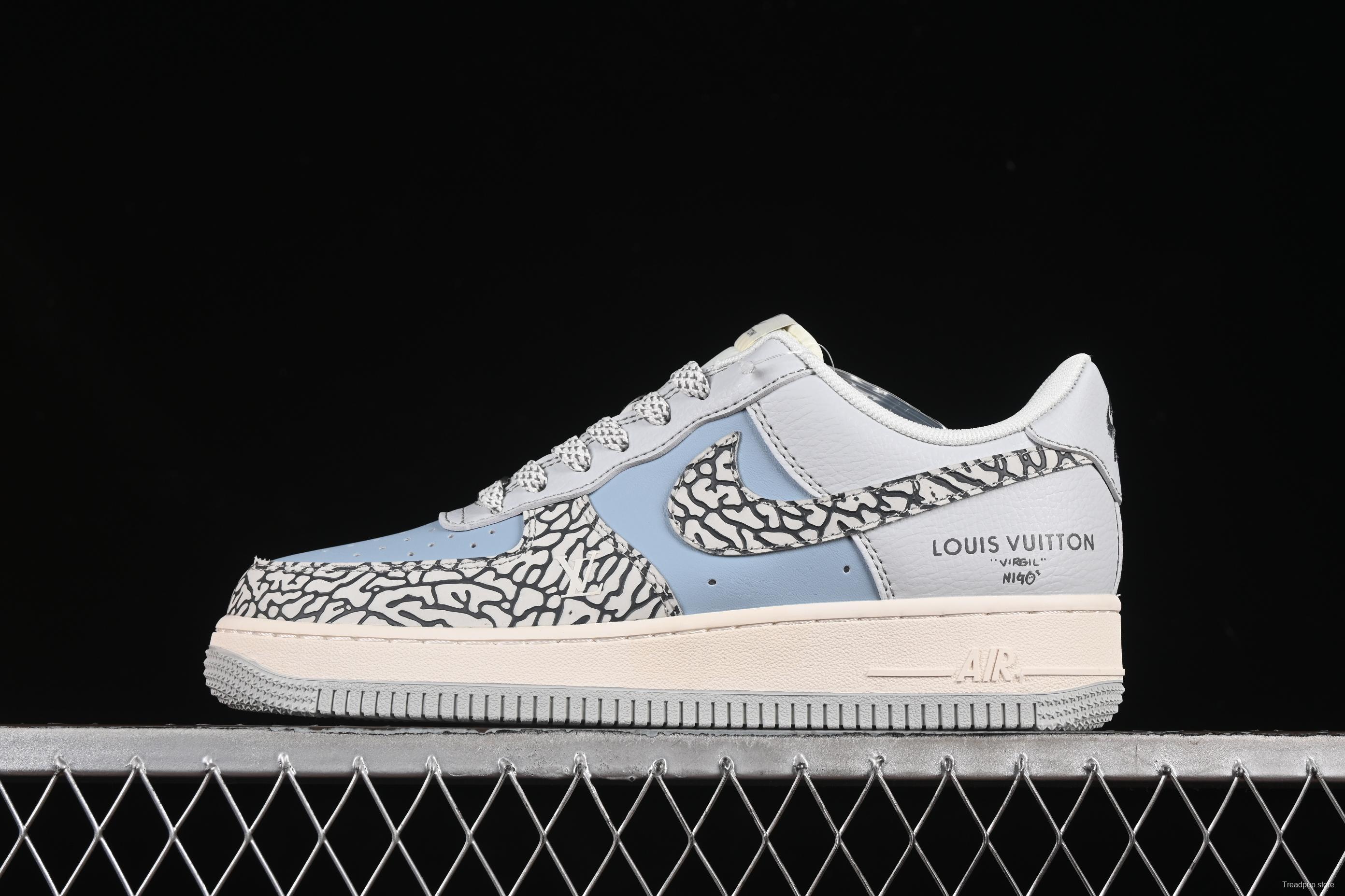 Nike Air Force 1'07 Low LV Collaboration Grey Blue Stone Texture Casual Sneakers - ZH2598-307