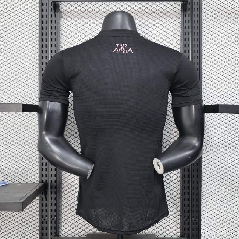 Player Version 2025 Algeria Black with Pink Ornamental Pattern Jersey