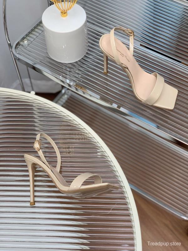2025 Women Gianvito Rossi Beige Patent Leather Sandals