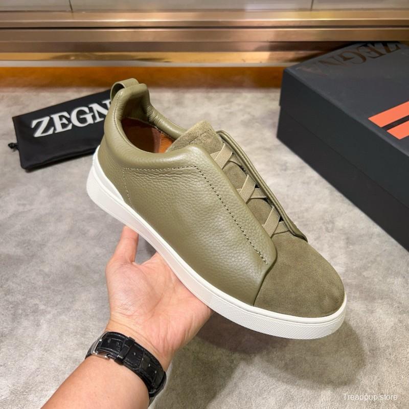 2024 Men Ermenegildo Zegna Green Suede Calfskin Sneakers MJ00280