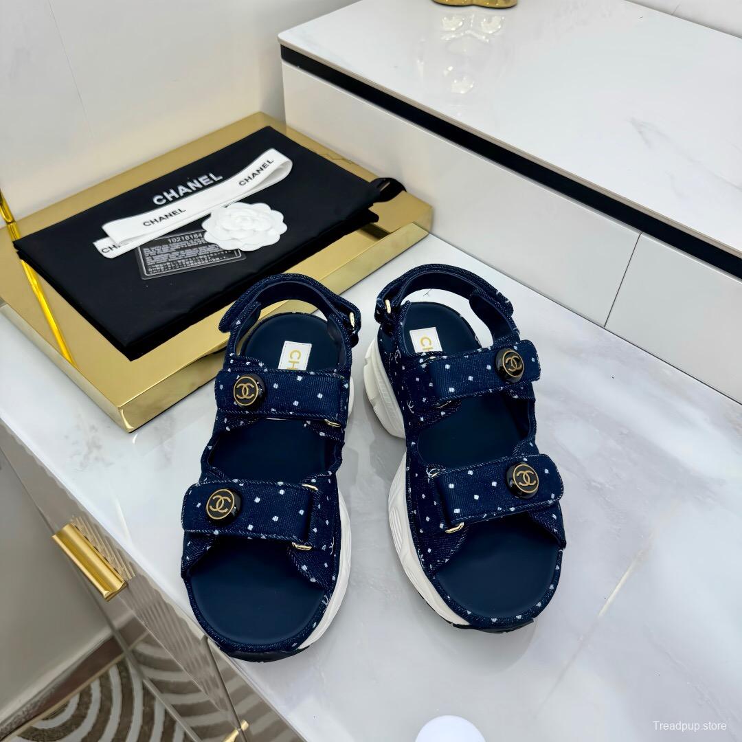 2025 Women Chanel Navy Denim Sandal Sneakers LY00330