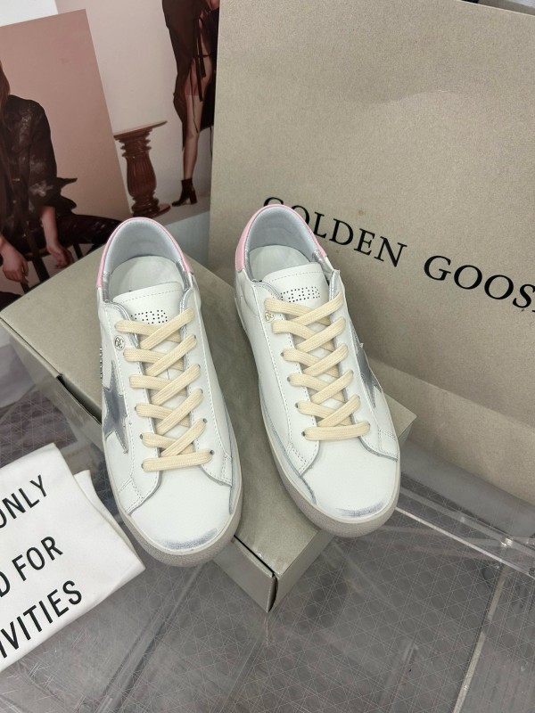 2025 Women GGDB White Pink Cowhide Leather Sneakers