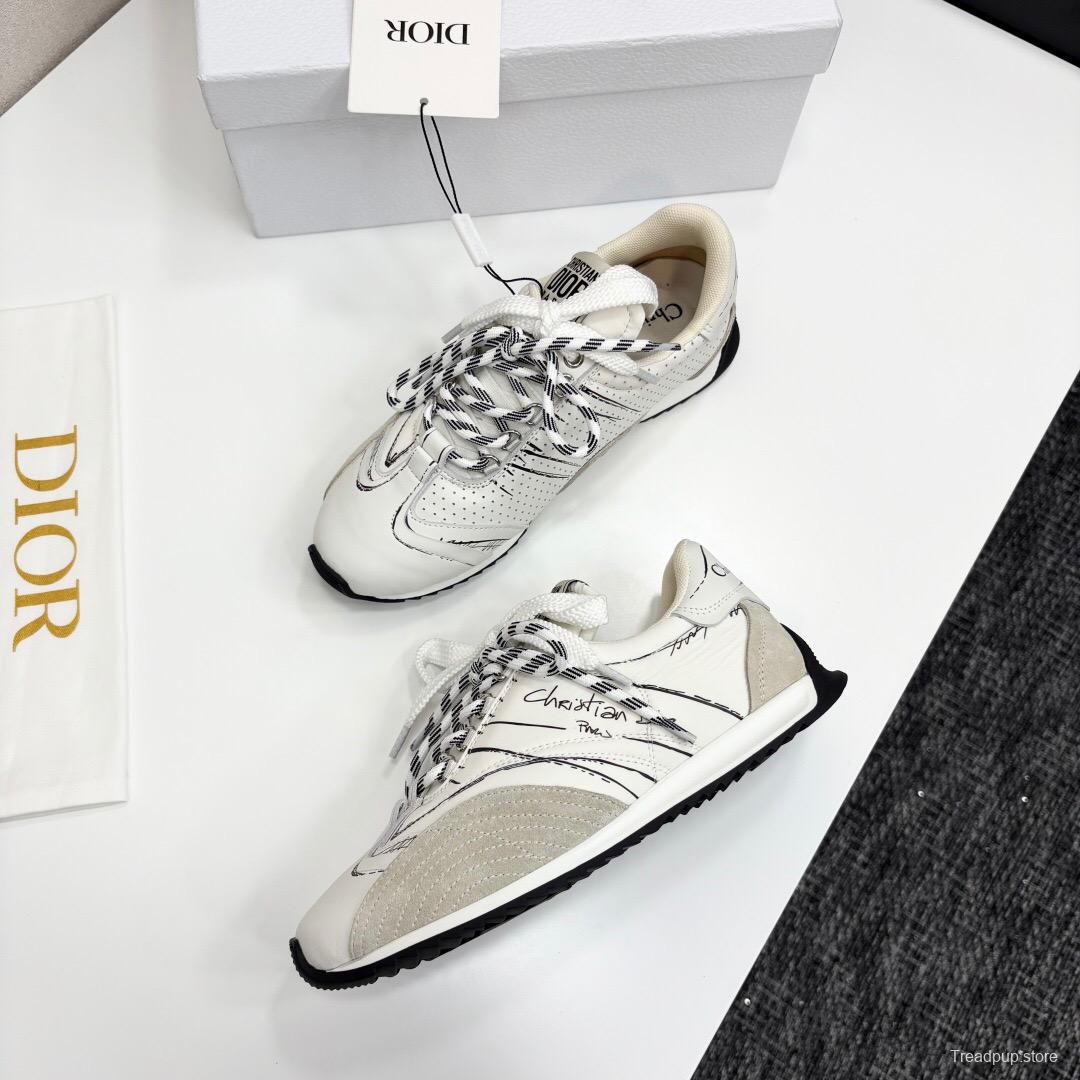 2025 Unisex Dior White Beige Leather Mesh Sneakers LY00300