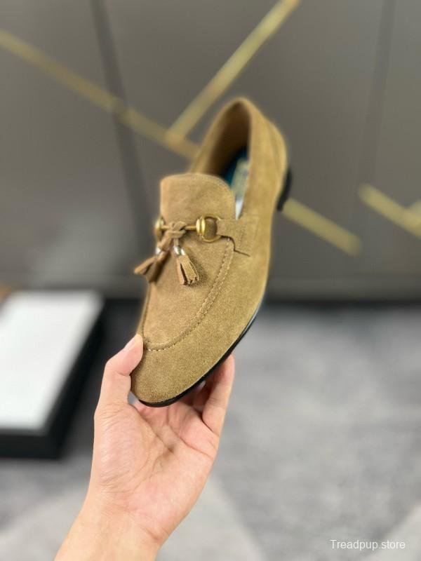 2024 Men Gucci Beige Suede Leather Loafer MJ00280