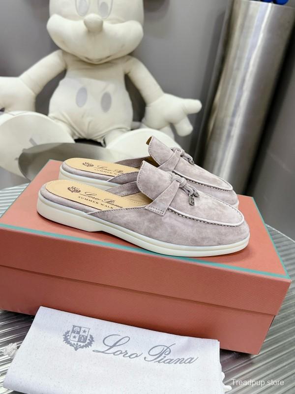 2024 Slippers LP Gray Suede Leather Mule Slippers